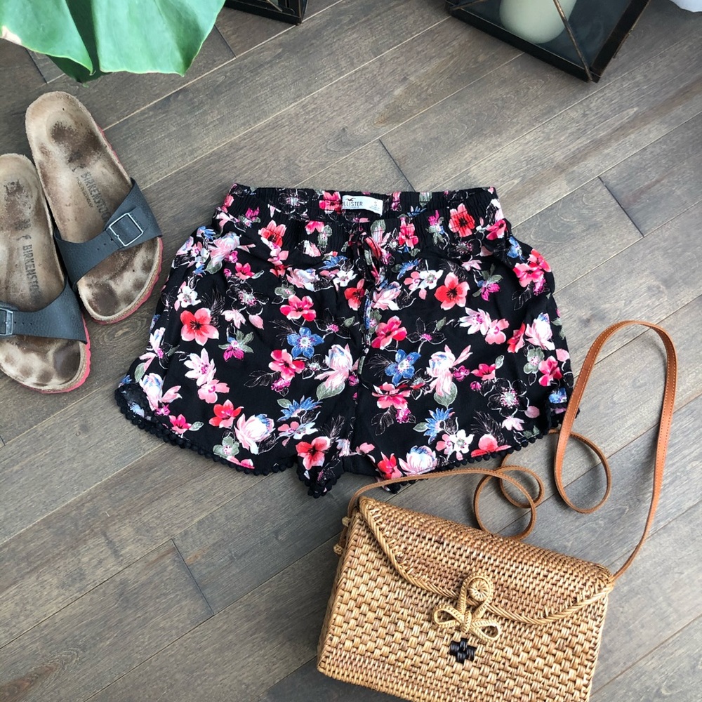 Hollister-Black with Floral Design Shorts